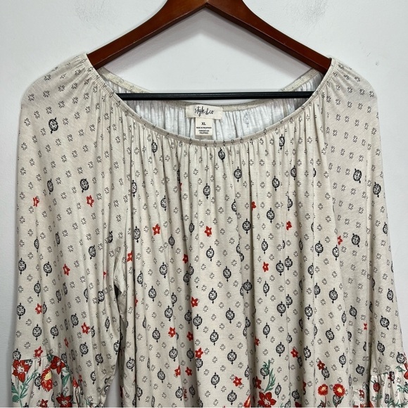 Style & Co Floral Scoop Neck 3/4 Sleeve Blouse Size XL - Picture 2 of 10